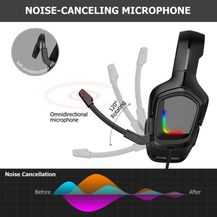 K20i Stereo Gaming Headset with Microphone RGB Light for XBox One / Laptop Tablet