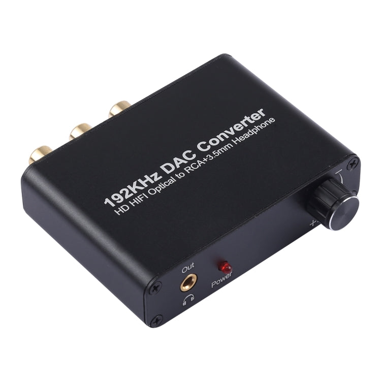 Converter HD HIFI Optical to RCA+3.5mm Headphone 5.1 Channel Digital Audio Converter with Volume Control, 192KHz DAC