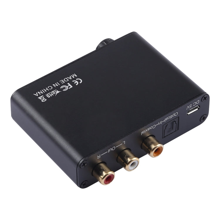 Converter HD HIFI Optical to RCA+3.5mm Headphone 5.1 Channel Digital Audio Converter with Volume Control, 192KHz DAC