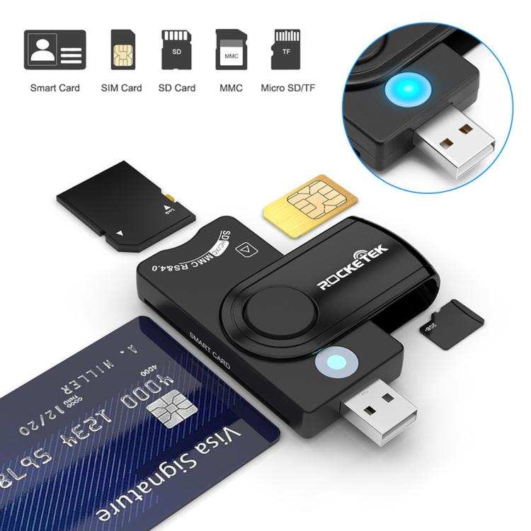 ROCKETEK CR310 USB 2.0 + TF Card + SD Card + SIM Card + Smart Card Multi-function Card Reader, USB 2.0 — view 3