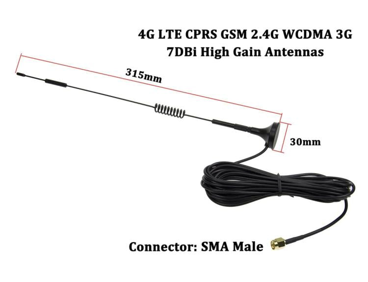 7dBi SMA Male Connector High Gain 4G LTE CPRS GSM 2.4G WCDMA 3G Antenna Network Reception Adapter