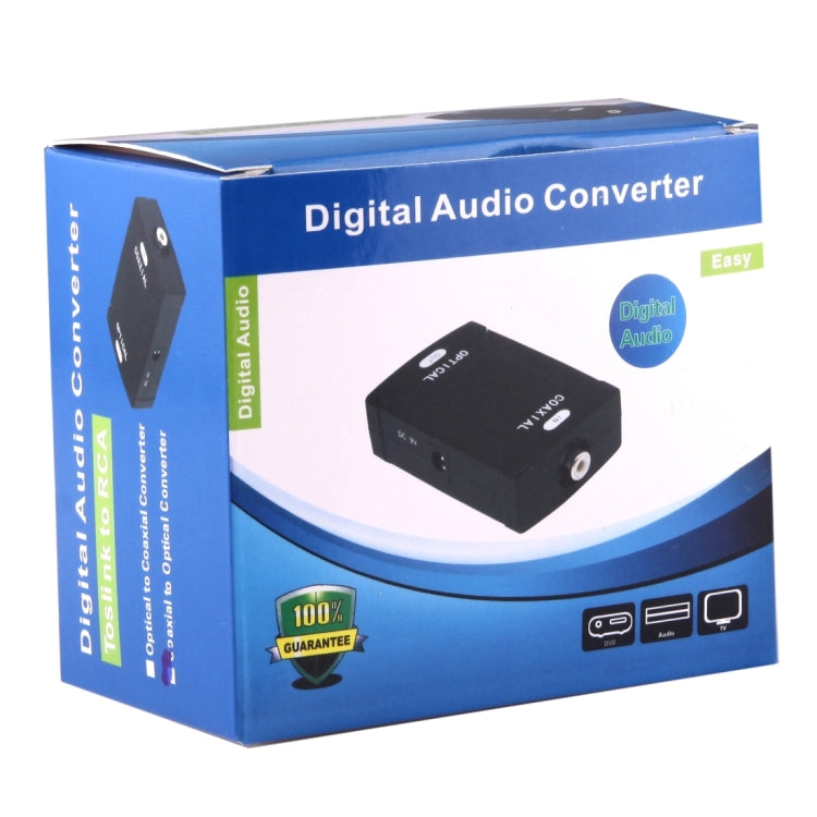 to Coaxial RCA Output Digital Audio Converter Adapter, Optical Toslink Input