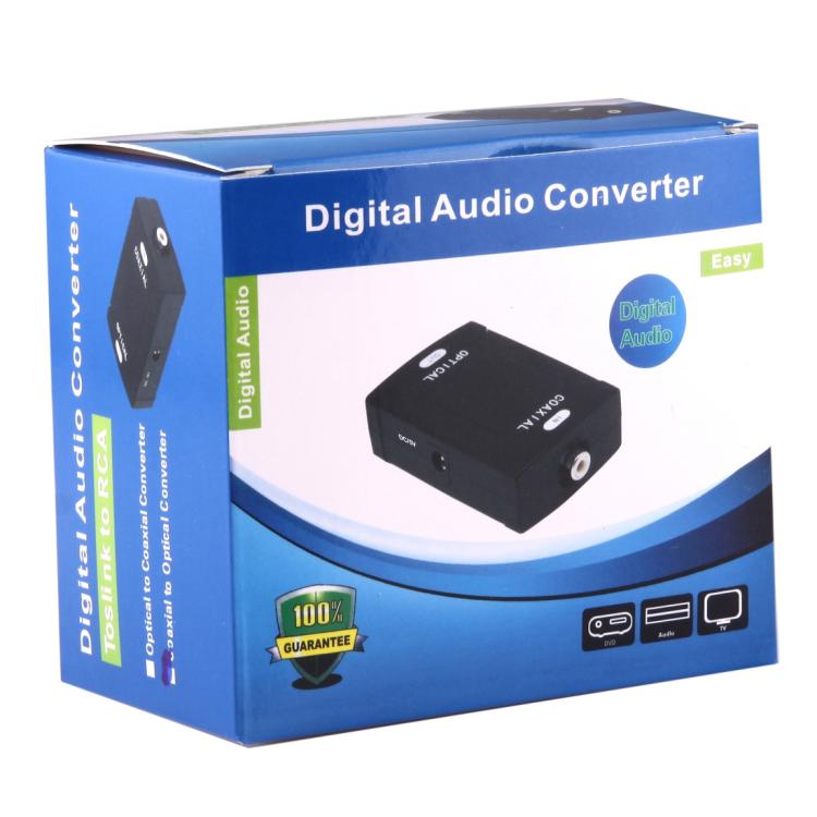 to Optical Toslink Output Digital Audio Converter Adapter, Coaxial RCA Input