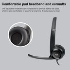 Logitech H390 USB Wired Headset Stereo Headphones with Noise-Cancelling Microphone