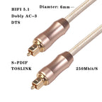 QHG02 SPDIF 1m OD6.0mm Toslink FIBER Male to Male Digital Optical Audio Cable