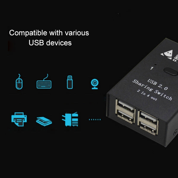 DY-B046 2 In 4 Out USB 2.0 Sharing Switch USB Flash Printer Adapter