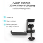Metal Foldable Headset Stand Display Hanger, Desktop Lock Clip Type — Black
