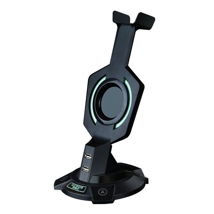 R-008-02 Luminous Integrated Mecha-shaped Headset Holder with Dual USB Ports & Computer Switch — view 2