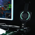 R-008-02 Luminous Integrated Mecha-shaped Headset Holder with Dual USB Ports & Computer Switch — view 4