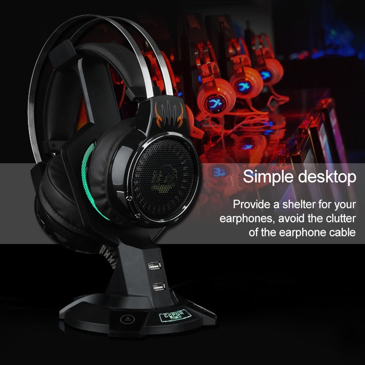 R-008-02 Luminous Integrated Mecha-shaped Headset Holder with Dual USB Ports & Computer Switch — view 5