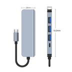 BYL-2301T 5 in 1 USB-C / Type-C to USB Multifunctional Docking Station HUB Adapter