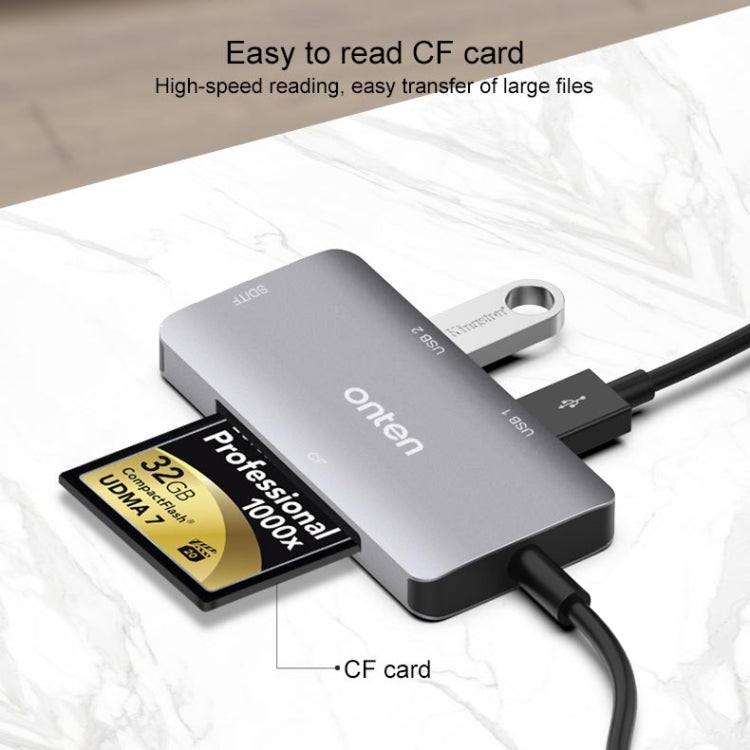 Onten 91882 5 In 1 USB3.0 x3 + SD + TF + CF Type-C / USB-C OTG Multi-function Card Reader — view 8