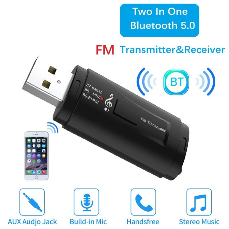 MSD128 2 in 1 USB Car Bluetooth Hands-free Call FM Transmitter with 3.5mm AUX Interface — view 5