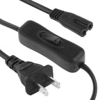 2 Prong Style US Plug AC Power Cord with 304 Switch, Length: 3m — Length: 3m