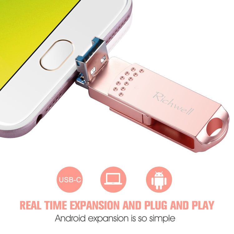 Richwell 3 in 1 32G Type-C + Micro USB + USB 3.0 Metal Flash Disk with OTG Function — view 5