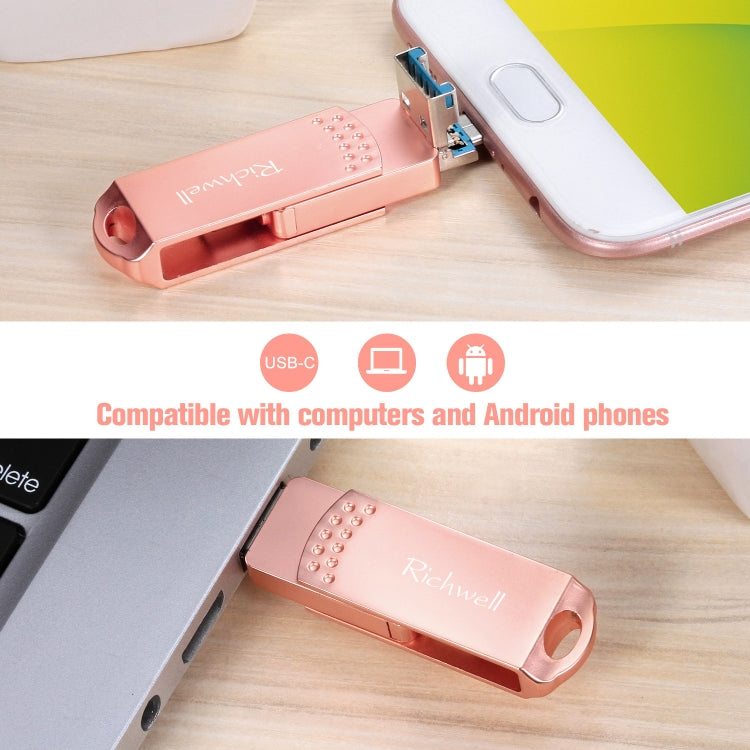 Richwell 3 in 1 32G Type-C + Micro USB + USB 3.0 Metal Flash Disk with OTG Function — view 9