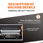 Interface Auto-cutter 80mm Thermal Receipt Printer, ZJ-8360 II USB and LAN