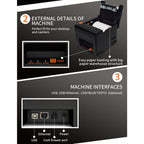 Interface Auto-cutter 80mm Thermal Receipt Printer, ZJ-8360 II USB and LAN