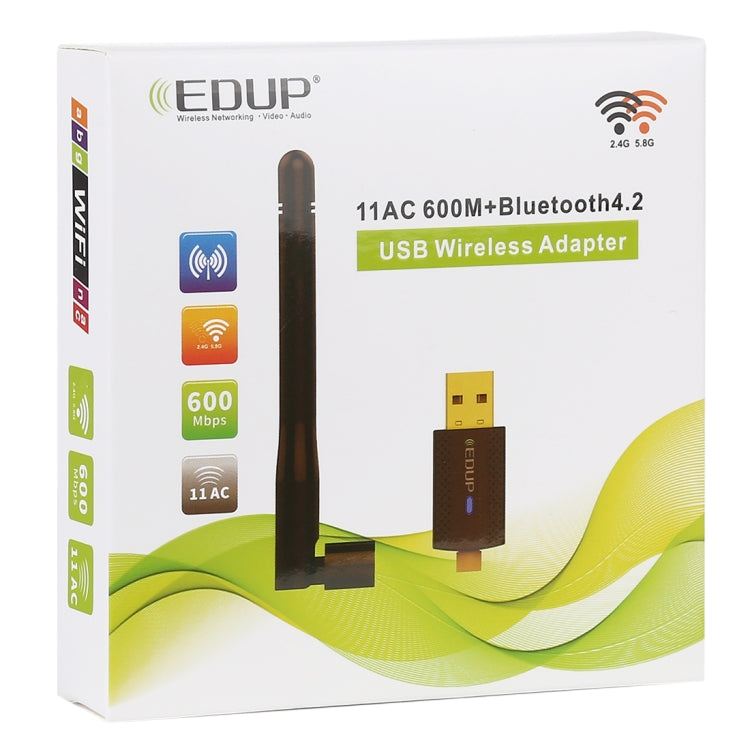 EDUP EP-AC1661 2 in 1 Bluetooth 4.2 + Dual Band 11AC 600Mbps High Speed Wireless USB Adapter WiFi Receiver
