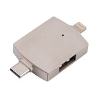 Type-C / USB-C + 8 Pin + Dual USB Multi-function Adapter with Dual OTG Function, 4 In 1