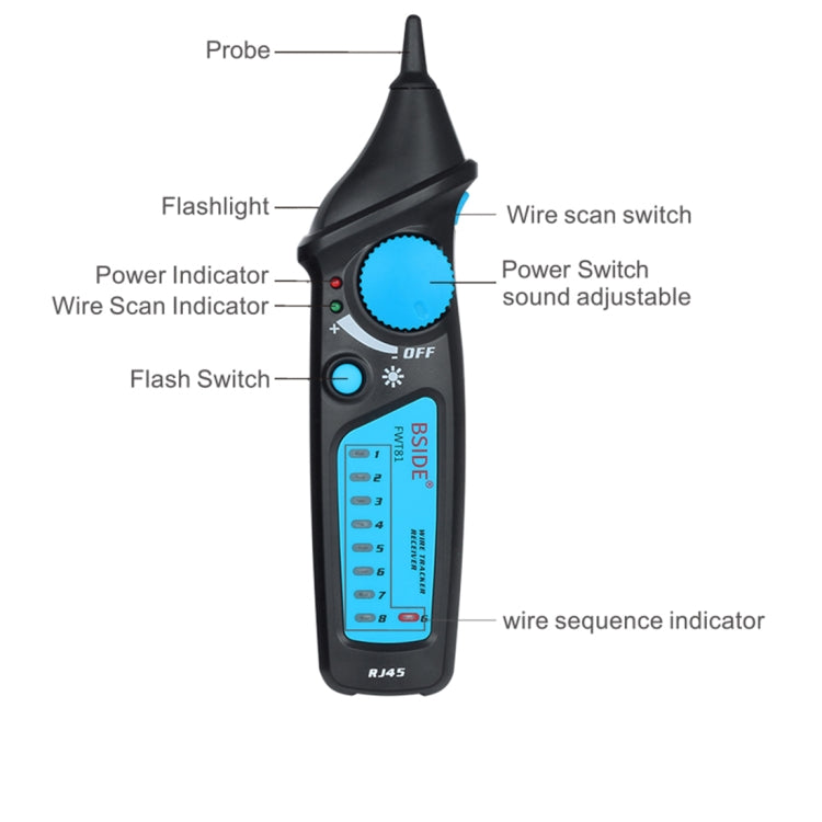 BSIDE FWT81 RJ11 / RJ45 Telephone Wire Tracker Toner Ethernet LAN Network Cable Tester