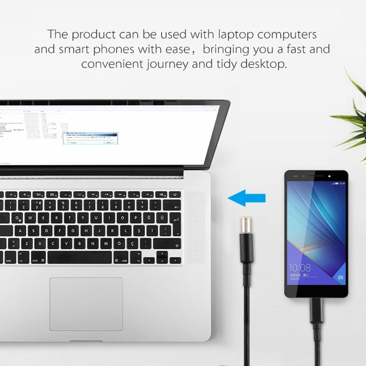 PD 100W 7.9 x 5.0mm Male to USB-C / Type-C Male Nylon Weave Power Charge Cable, Cable Length: 1.7m