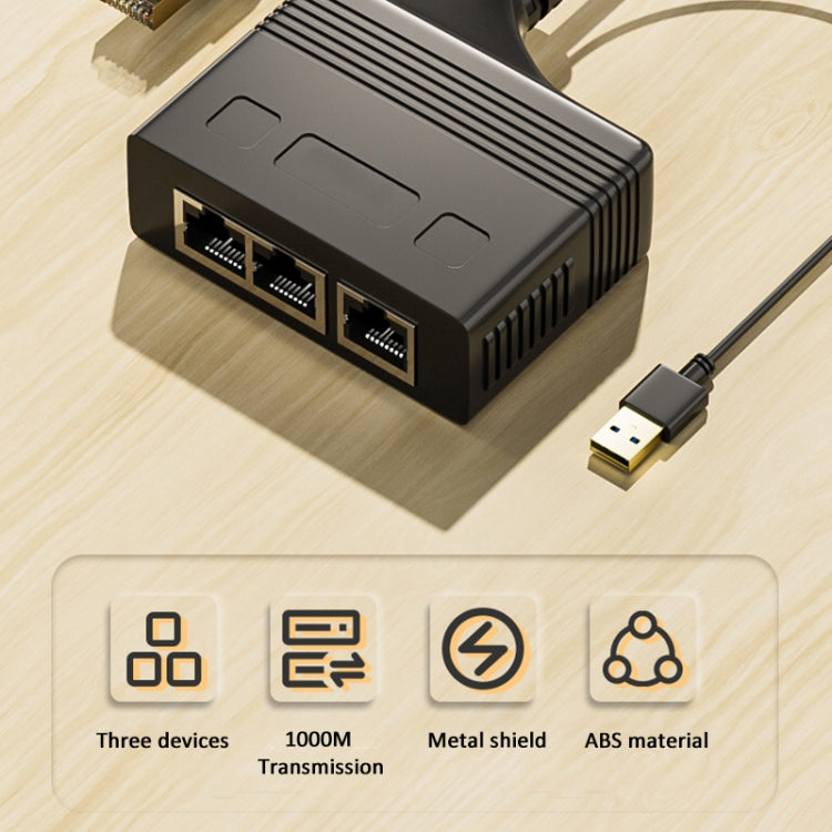 Male RJ45 3 in 1 Gigabit Network Splitter Cable Ethernet Network Coupler — view 4