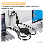 Female RJ45 3 in 1 Gigabit Network Splitter Cable Ethernet Network Coupler