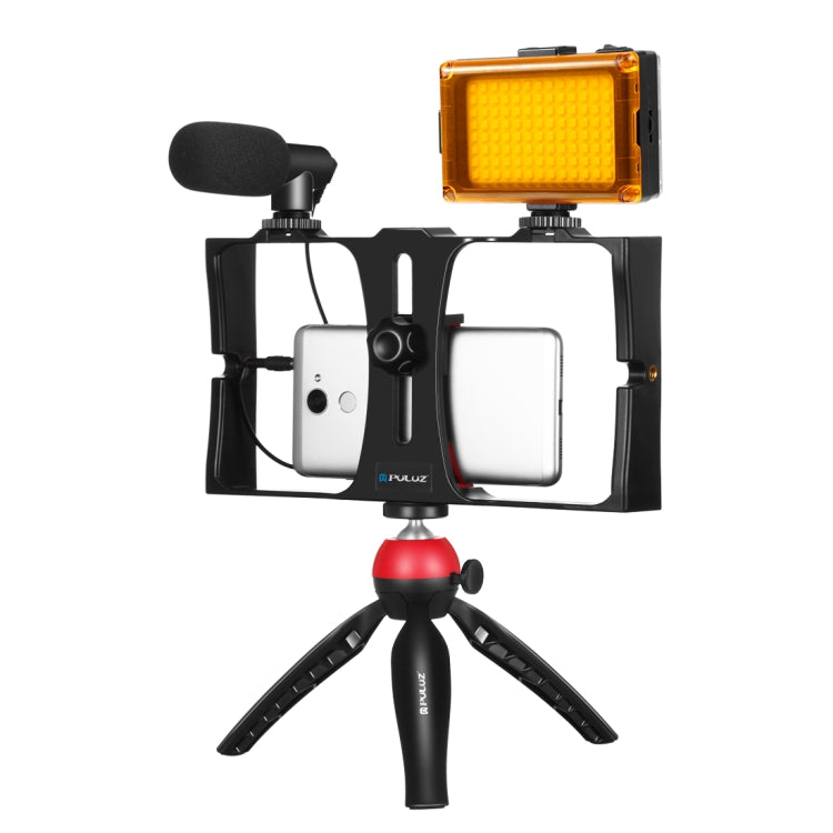 PULUZ 4 in 1 Vlogging Live Broadcast LED Selfie Light Smartphone Video Rig Kits with Microphone + Tripod Mount + Cold Shoe Tripod Head for iPhone, Galaxy, Huawei, Xiaomi, HTC, LG, Google, and Other Smartphones, 4-in-1(US)         ... — view 13