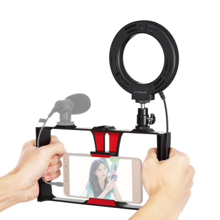 PULUZ 2 in 1 Vlogging Live Broadcast Smartphone Video Rig + 4.7 inch 12cm Ring LED Selfie Light Kits with Cold Shoe Tripod Head for iPhone, Galaxy, Huawei, Xiaomi, HTC, LG, Google, and Other Smartphones — view 14