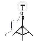 PULUZ 7.9 inch 20cm Light+ 1.1m Tripod Mount USB 3 Modes Dimmable Dual Color Temperature LED Curved Light Ring Vlogging Selfie Photography Video Lights with Phone Clamp — 7.9 inch Light+ 1.1m Tripod