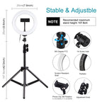 PULUZ 7.9 inch 20cm Light+ 1.1m Tripod Mount USB 3 Modes Dimmable Dual Color Temperature LED Curved Light Ring Vlogging Selfie Photography Video Lights with Phone Clamp — view 3