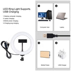 PULUZ 7.9 inch 20cm Light+ 1.1m Tripod Mount USB 3 Modes Dimmable Dual Color Temperature LED Curved Light Ring Vlogging Selfie Photography Video Lights with Phone Clamp — view 4