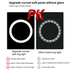 PULUZ 7.9 inch 20cm Light+ 1.1m Tripod Mount USB 3 Modes Dimmable Dual Color Temperature LED Curved Light Ring Vlogging Selfie Photography Video Lights with Phone Clamp — view 8