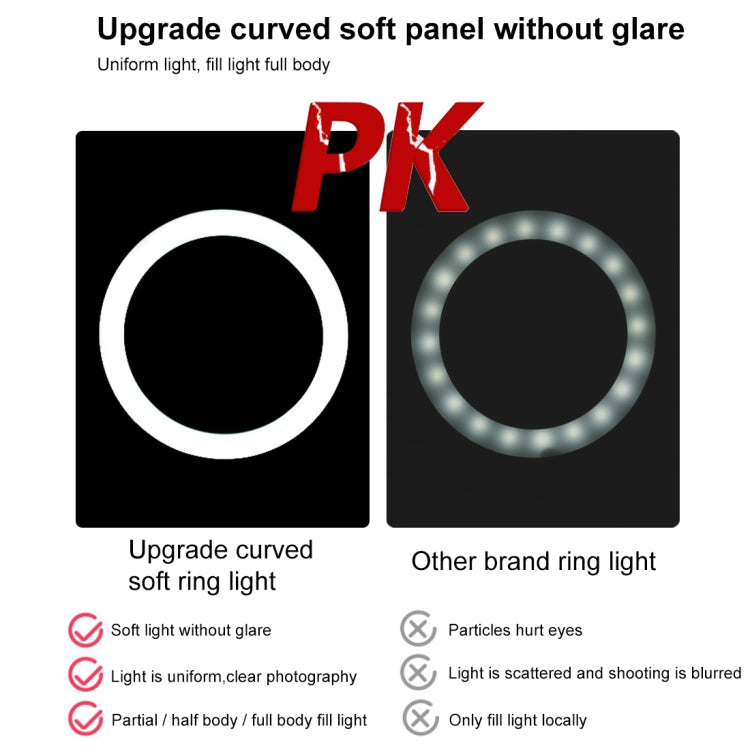 PULUZ 7.9 inch 20cm Light+ 1.1m Tripod Mount USB 3 Modes Dimmable Dual Color Temperature LED Curved Light Ring Vlogging Selfie Photography Video Lights with Phone Clamp — view 8