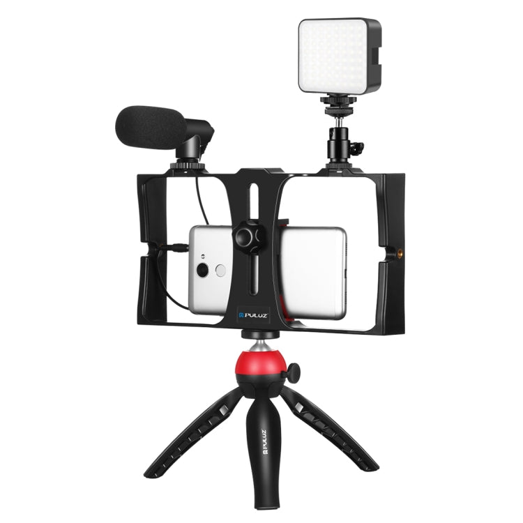 PULUZ 4 in 1 Vlogging Live Broadcast LED Selfie Fill Light Smartphone Video Rig Kits with Microphone + Tripod Mount + Cold Shoe Tripod Head for iPhone, Galaxy, Huawei, Xiaomi, HTC, LG, Google, and Other Smartphones — view 13