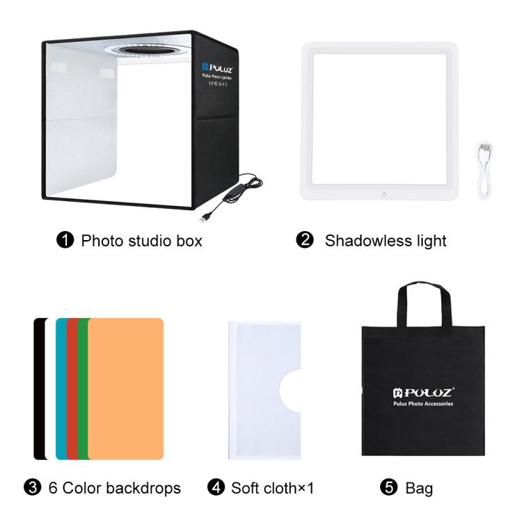 PULUZ 30cm Folding Ring Light Photo Lighting Studio Shooting Tent Box with Shadowless Light Panel