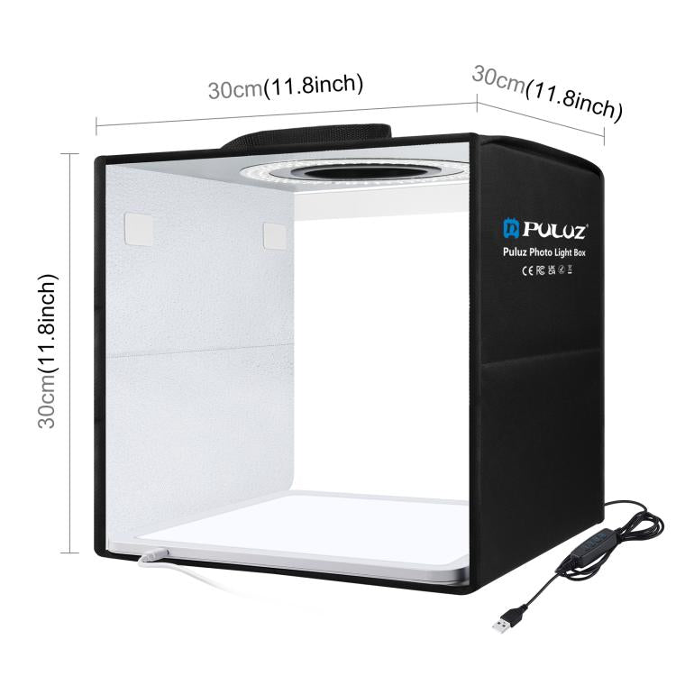 PULUZ 30cm Folding Ring Light Photo Lighting Studio Shooting Tent Box with Shadowless Light Panel