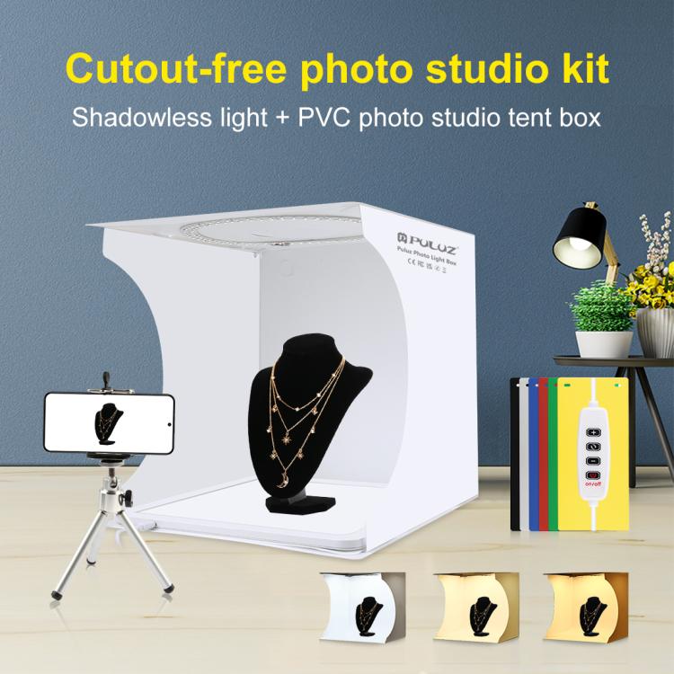 PULUZ 30cm Folding Ring Light Board Photo Lighting Studio Shooting Tent Box Kit Box with Shadowless Light Panel