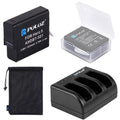 PULUZ 4 in 1 AHDBT-501 3.85V 1220mAh Battery + AHDBT-501 3-channel Battery Charger + Mesh Storage Bag + Battery Storage Box Kits for GoPro HERO7 /6 /5