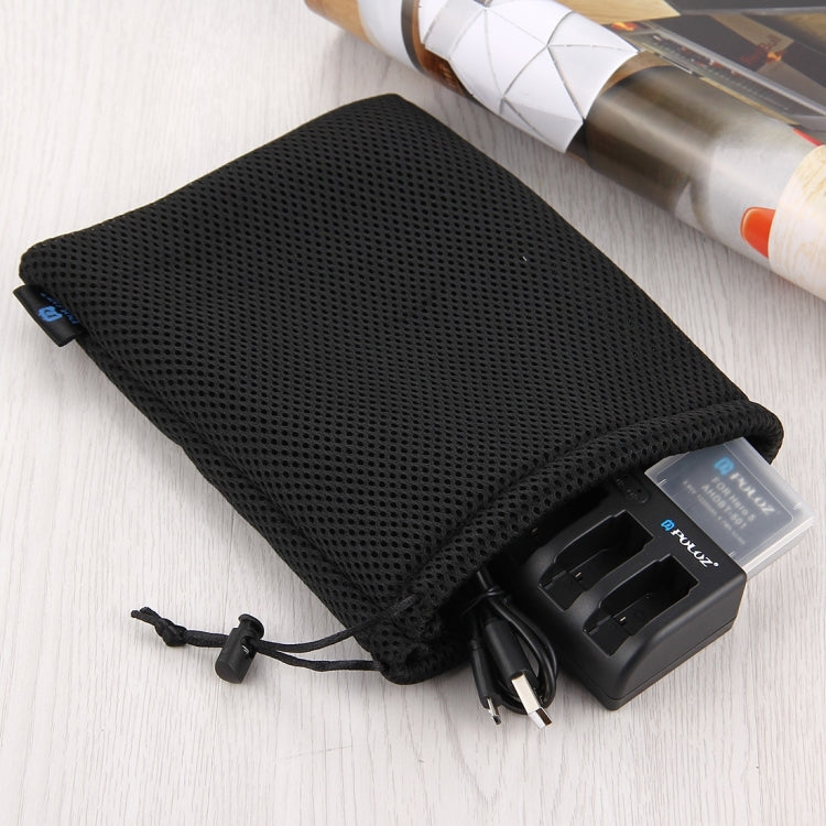 PULUZ 4 in 1 AHDBT-501 3.85V 1220mAh Battery + AHDBT-501 3-channel Battery Charger + Mesh Storage Bag + Battery Storage Box Kits for GoPro HERO7 /6 /5