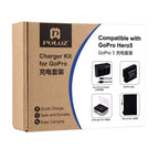 PULUZ 4 in 1 AHDBT-501 3.85V 1220mAh Battery + AHDBT-501 3-channel Battery Charger + Mesh Storage Bag + Battery Storage Box Kits for GoPro HERO7 /6 /5