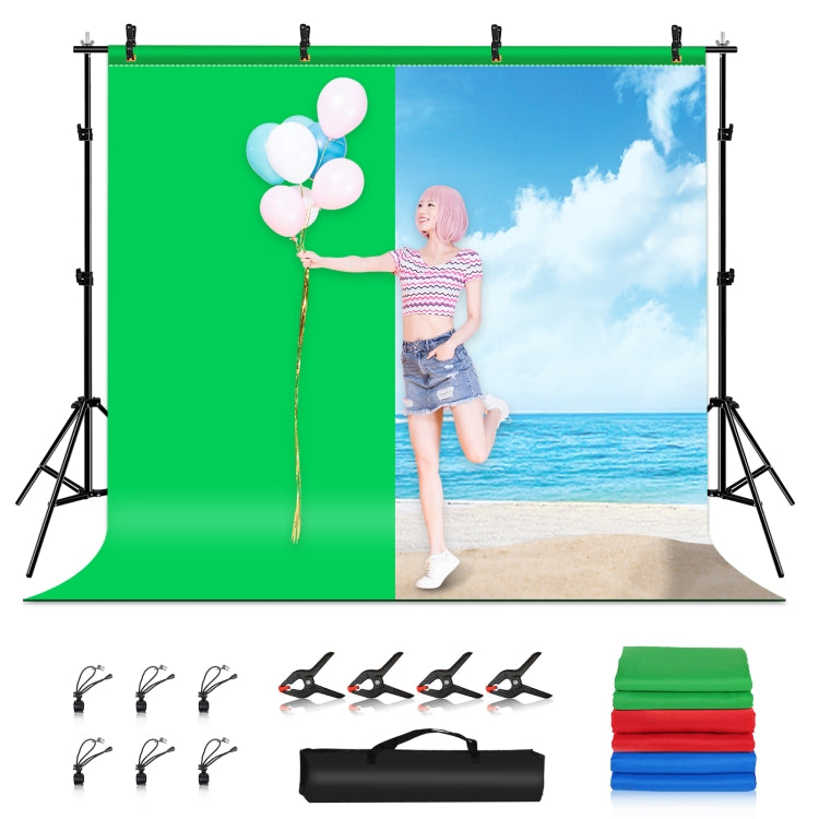 PULUZ 2.9x2m Photo Studio Background Support Stand Backdrop Crossbar Bracket Kit with Red / Blue / Green Backdrops, 2.9x2m (Double stands)