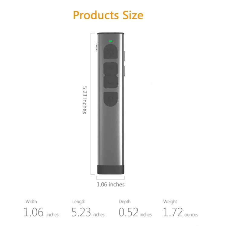 Doosl Dsit038 2.4GHz Wireless Presenter PowerPoint Clicker Representation Remote Control Green Laser Pointer, Control Distance: 100m