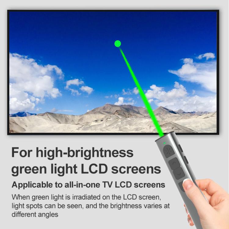 Doosl Dsit038 2.4GHz Wireless Presenter PowerPoint Clicker Representation Remote Control Green Laser Pointer, Control Distance: 100m