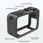 For DJI Osmo Action 6 PULUZ Plastic Cage Vertical-Horizontal Expansion Adapter Frame with Cold Shoe