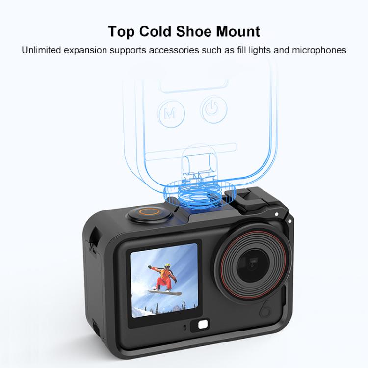 For DJI Osmo Action 6 PULUZ Plastic Cage Vertical-Horizontal Expansion Adapter Frame with Cold Shoe