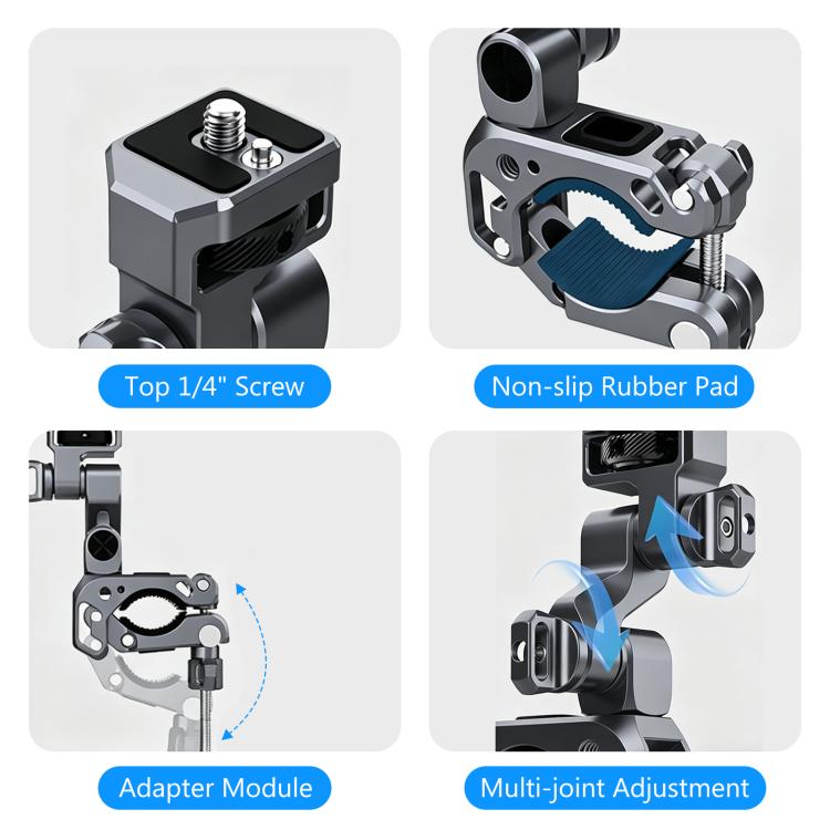 PULUZ Panoramic & Action Cameras Professional 3-Way Gimbal Motorcycles Bicycles Handlebar Aluminium Alloy Mount