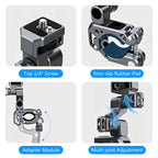 PULUZ Panoramic & Action Cameras Professional 3-Way Gimbal Motorcycles Bicycles Handlebar Aluminium Alloy Mount