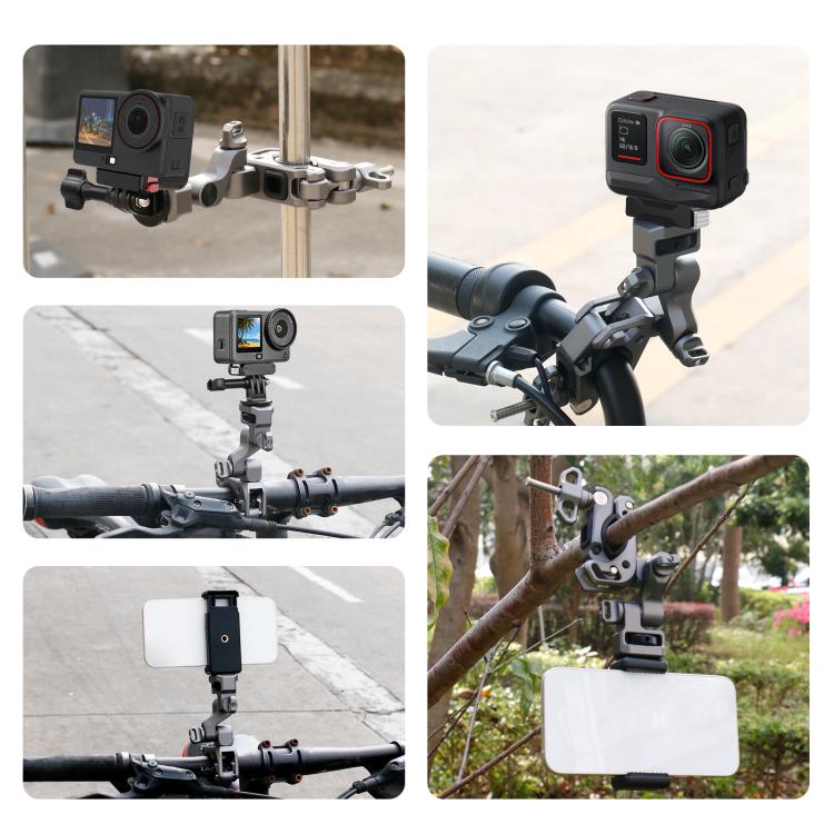 PULUZ Panoramic & Action Cameras Professional 3-Way Gimbal Motorcycles Bicycles Handlebar Aluminium Alloy Mount